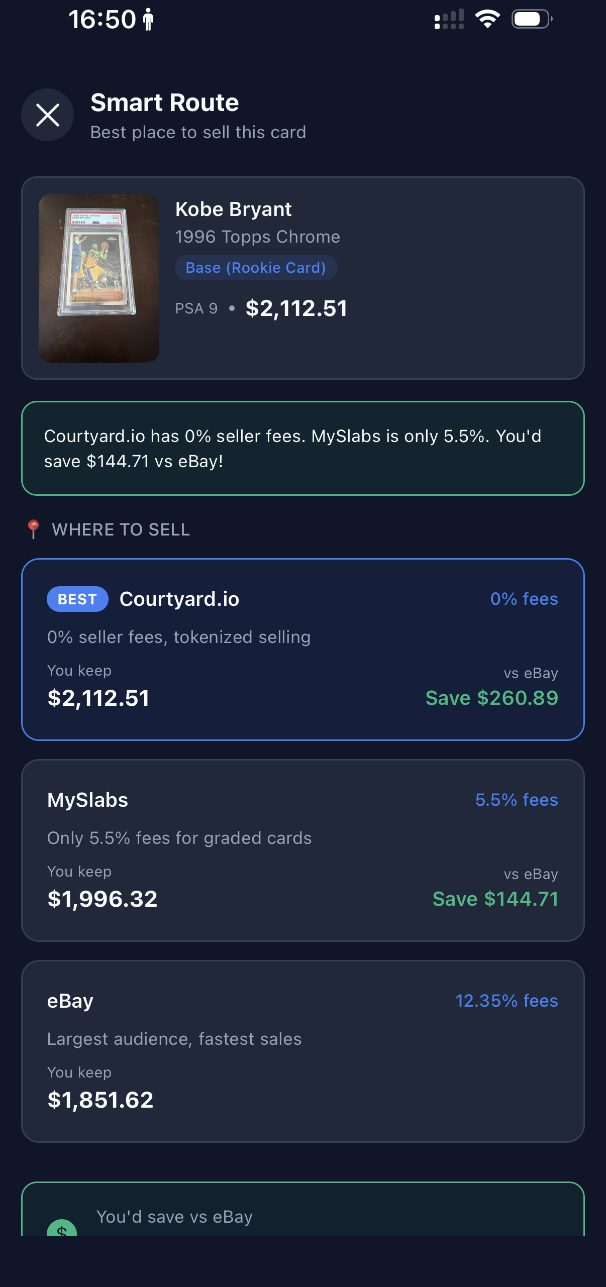 Smart Route marketplace comparison
